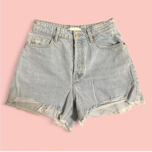 H&M Denim High-Waisted Button Fly Shorts - Picture 1 of 4